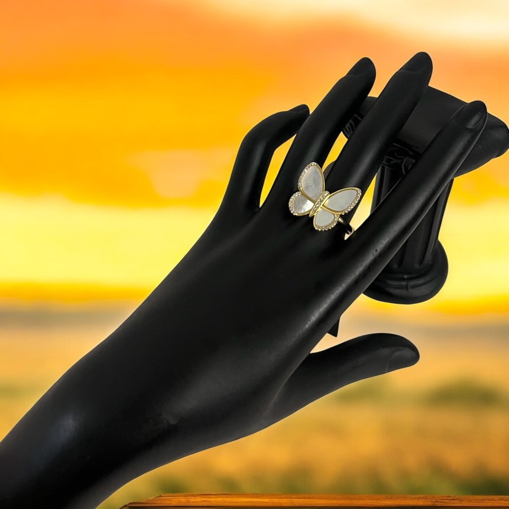 White Butterfly Stone Ring - Women Jewelry